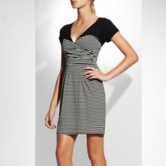 BCBGMAXAZRIA‎ Faux Wrap Striped Sheath Dress - Picture 1 of 10